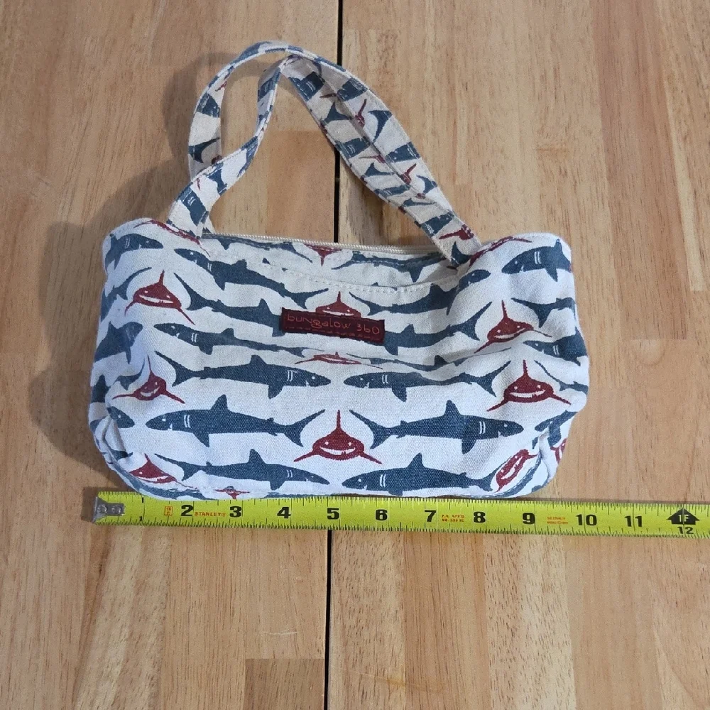 bungalow 360 Shark Print Mini Tote in Cream, Blue and Rust - Picture 10 of 10